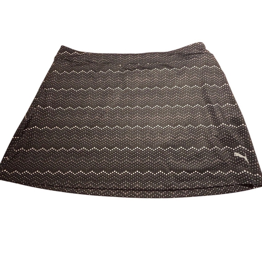 Puma Golf Skort Womens XL Black White Polka Dot Chevron Athletic Skirt 0410